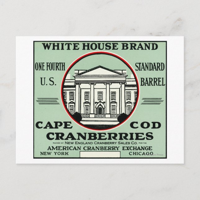 Cape Cod White House Brand Cranberry Label Vykort (Framsida)