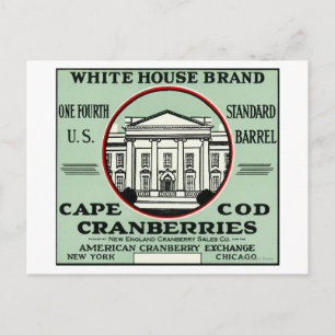 Cape Cod White House Brand Cranberry Label Vykort