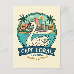 Cape Coral FL Retro Resa Yachter Svanar Vykort