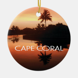 Cape Coral Florida Canal Sunset Julgransprydnad Keramik