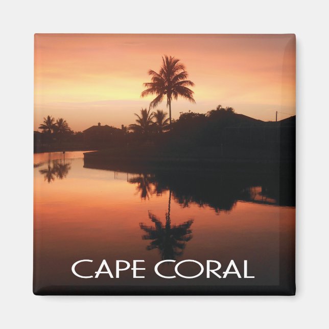 Cape Coral Florida Canal Sunset Magnet (Framsidan)
