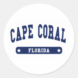 Cape Coral Florida College Stil t shirts Runt Klistermärke