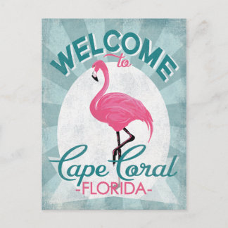 Cape Coral Florida Rosa Flamingo Retro Vykort