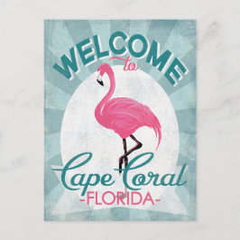 Cape Coral Florida Rosa Flamingo Retro Vykort