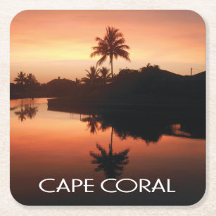 Cape Coral Florida Sunset Underlägg Papper Kvadrat