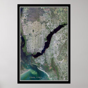 Cape Coral - Ft Myers Florida Satellite Poster Kar