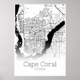 Cape Coral Karta - Florida - City Karta Poster