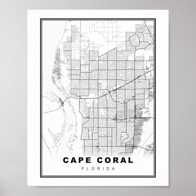 Cape Coral Karta Poster (Framsidan)