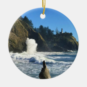 Cape Disseende Lighthouse, Washington Julgransprydnad Keramik