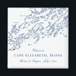Cape Elizabeth Maine Karta Elegant bröllop Favor Magnet<br><div class="desc">Snabb och enkel beställning! De här Kap Elizabeth, Maine karta bröllop-magneterna är perfekt att välkomna dina gäster från stan med välkomna väskor eller anpassa dem för din bröllopsfest. Perfekt för bröllop vid Purpodock Klubb eller Inn vid havet. Flytta hjärtat genom att klicka på "Redigera med design verktyg" under "Anpassa". Karta...</div>