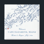 Cape Elizabeth Maine Karta Elegant bröllop Favor Magnet<br><div class="desc">Snabb och enkel beställning! De här Kap Elizabeth, Maine karta bröllop-magneterna är perfekt att välkomna dina gäster från stan med välkomna väskor eller anpassa dem för din bröllopsfest. Perfekt för bröllop vid Purpodock Klubb eller Inn vid havet. Flytta hjärtat genom att klicka på "Redigera med design verktyg" under "Anpassa". Karta...</div>