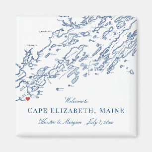 Cape Elizabeth Maine Karta Elegant bröllop Favor Magnet