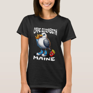 Cape Elizabeth Maine Rolig Måse Pommes Frites Så T Shirt