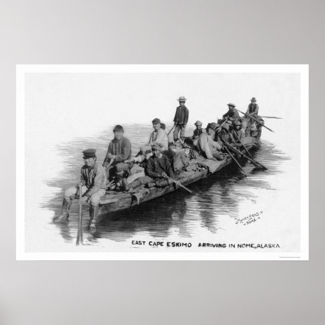Cape Eskimos Arriving Nome AK 1910 Poster (Framsidan)