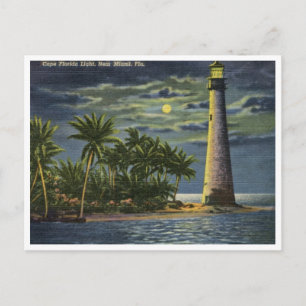 Cape Florida Light House, Miami, Florida Vintage Vykort
