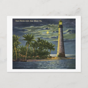 Cape Florida Light House, Miami, Florida Vintage Vykort