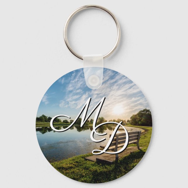 Cape Girardeau County Park Bench Sunset Keychain Nyckelring (Framsida)