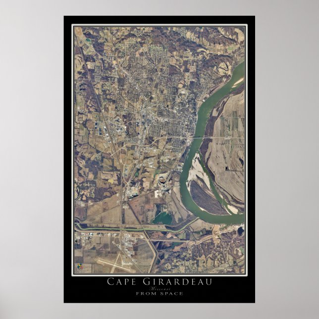 Cape Girardeau Missouri Satellite Karta Poster (Framsidan)