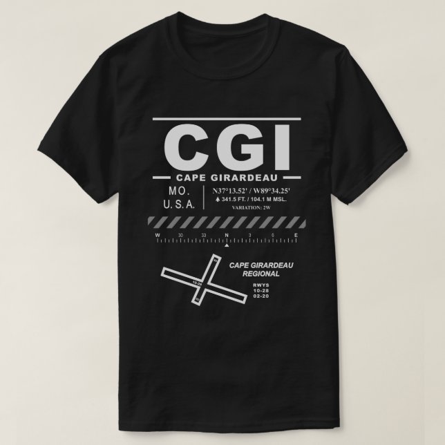 Cape Girardeau Regional Airport CGI USAA T Shirt (Design framsida)