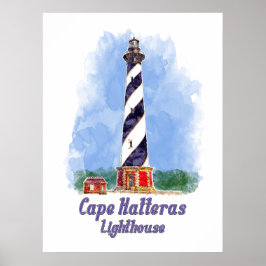 Cape Hatteras fyr akvarell North Carolina Poster