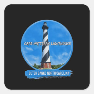 Cape Hatteras fyr i yttre banker N.C. Fyrkantigt Klistermärke