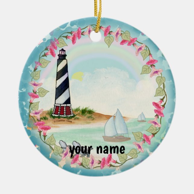 Cape Hatteras fyr Julgransprydnad Keramik (Framsidan)