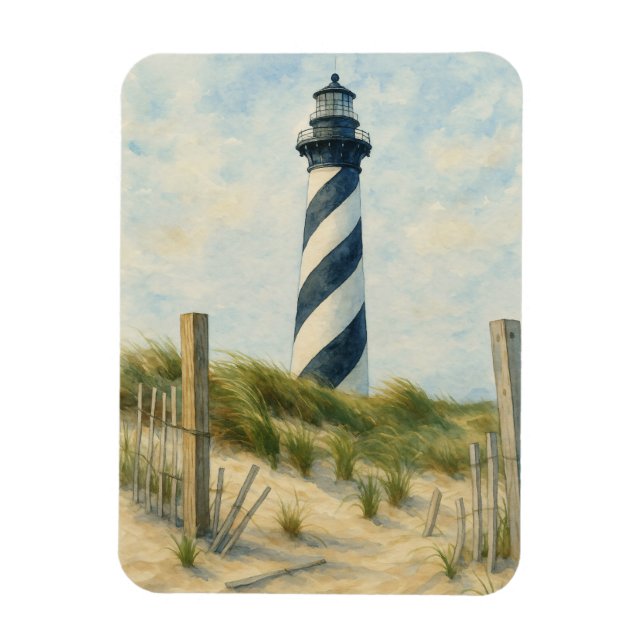 Cape Hatteras fyr vattenfärg Magnet (Vertikal)