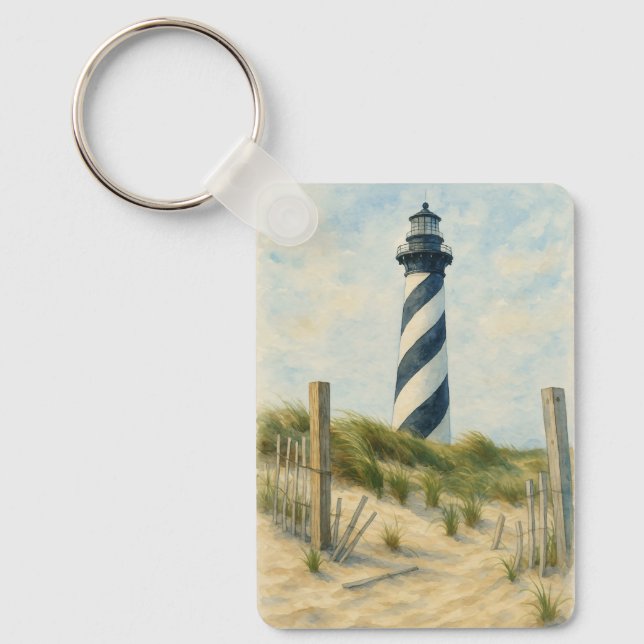 Cape Hatteras fyr vattenfärg Nyckelring (Framsida)