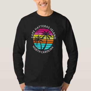 Cape Hatteras Island Solnedgång Palmträd Familj Se T Shirt
