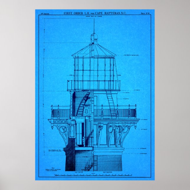 CAPE HATTERAS LIGHTHOUSE BLUEPRINT 1869 POSTER (Framsidan)