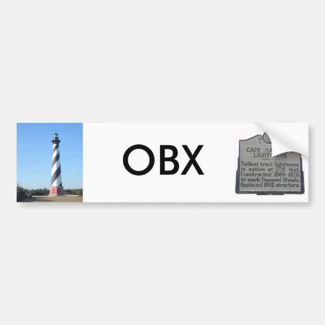 Cape Hatteras Lighthouse Bumper Sticker #1 OBX Bildekal (Framsidan)