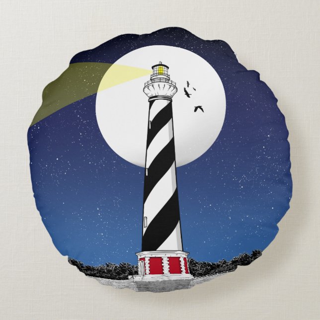 Cape Hatteras Lighthouse ILLUSTRATION Rund Kudde (Baksidan)