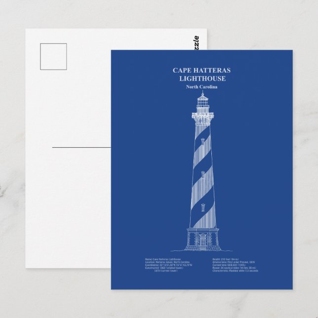 Cape Hatteras Lighthouse - North Carolina - AD Vykort (Fram/baksida)