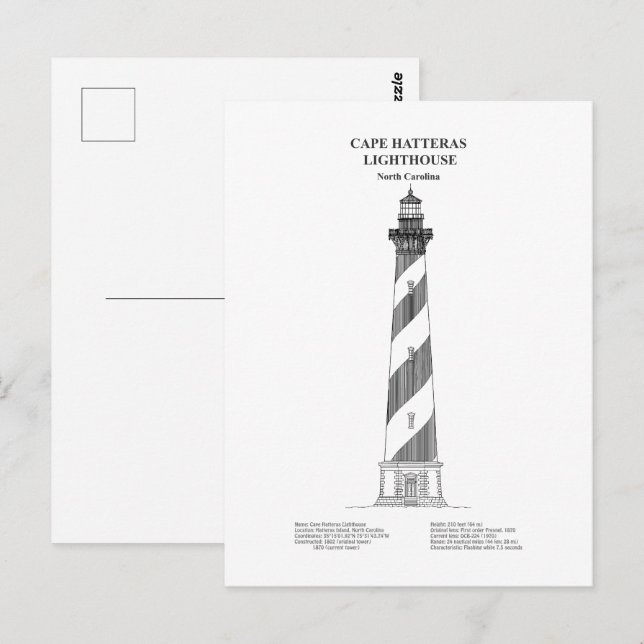 Cape Hatteras Lighthouse - North Carolina - BD Vykort (Fram/baksida)