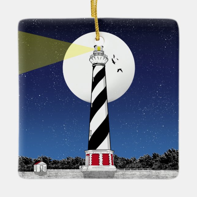 Cape Hatteras Lighthouse North Carolina Julgransprydnad Keramik (Framsida)