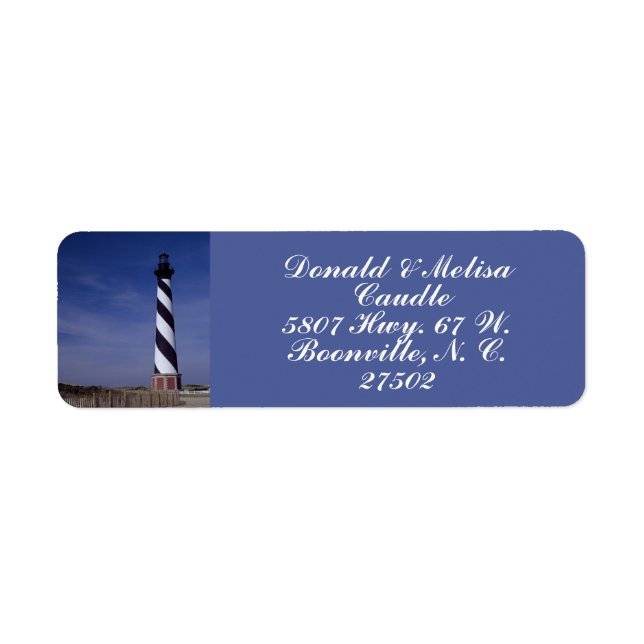 CAPE HATTERAS LIGHTHOUSE RETURADRESS ETIKETT (Framsidan)
