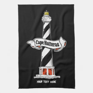 Cape Hatteras Lighthouse, svart och vitt Kökshandduk