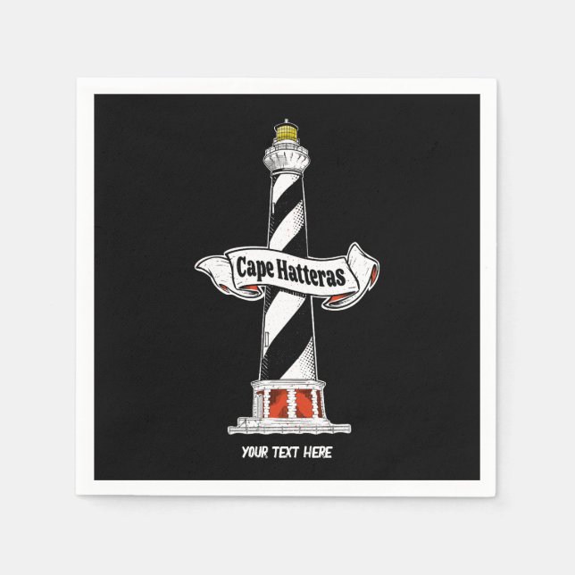 Cape Hatteras Lighthouse, svart och vitt Pappersservett (Framsidan)