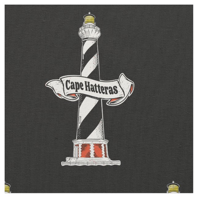 Cape Hatteras Lighthouse, svart och vitt Tyg (Närbild)