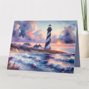 Cape Hatteras Lighthouse vid Sunset Kusten Kort