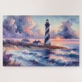 Cape Hatteras Lighthouse vid Sunset Kusten Pussel