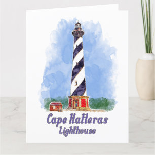 Cape Hatteras Lighthouse Watercolor North Carolina Tack Kort