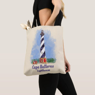 Cape Hatteras Lighthouse Watercolor North Carolina Tygkasse