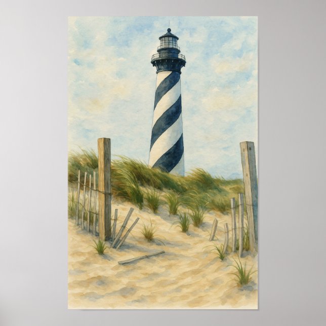 Cape Hatteras Lighthouse Watercolor Poster (Framsidan)