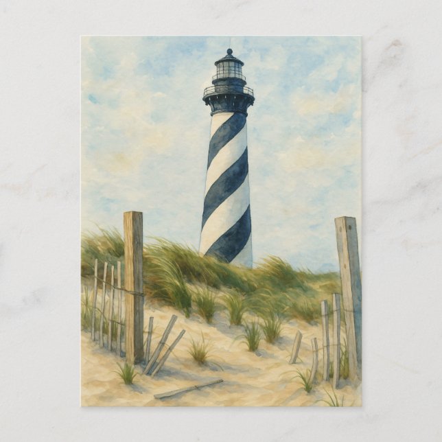 Cape Hatteras Lighthouse Watercolor Vykort (Framsida)