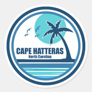 Cape Hatteras North Carolina Handflatan Träd Birds Runt Klistermärke