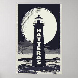 Cape Hatteras North Carolina Lighthouse Måne Poster