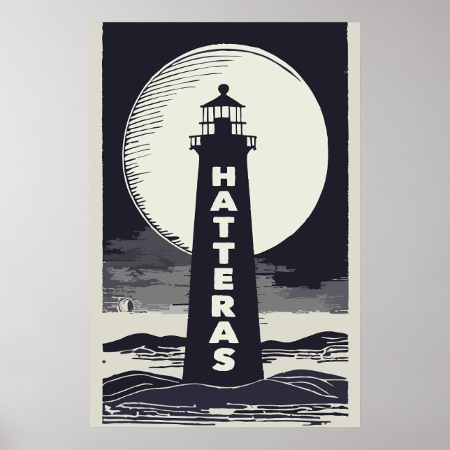 Cape Hatteras North Carolina Lighthouse Måne Poster (Framsidan)