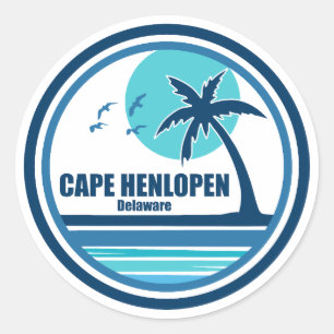 Cape Henlopen Delaware Handflatan Träd Birds Runt Klistermärke