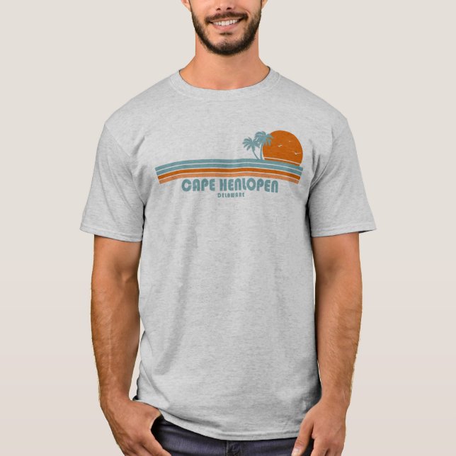 Cape Henlopen Delaware Sol Handflatan Träd T Shirt (Framsida)